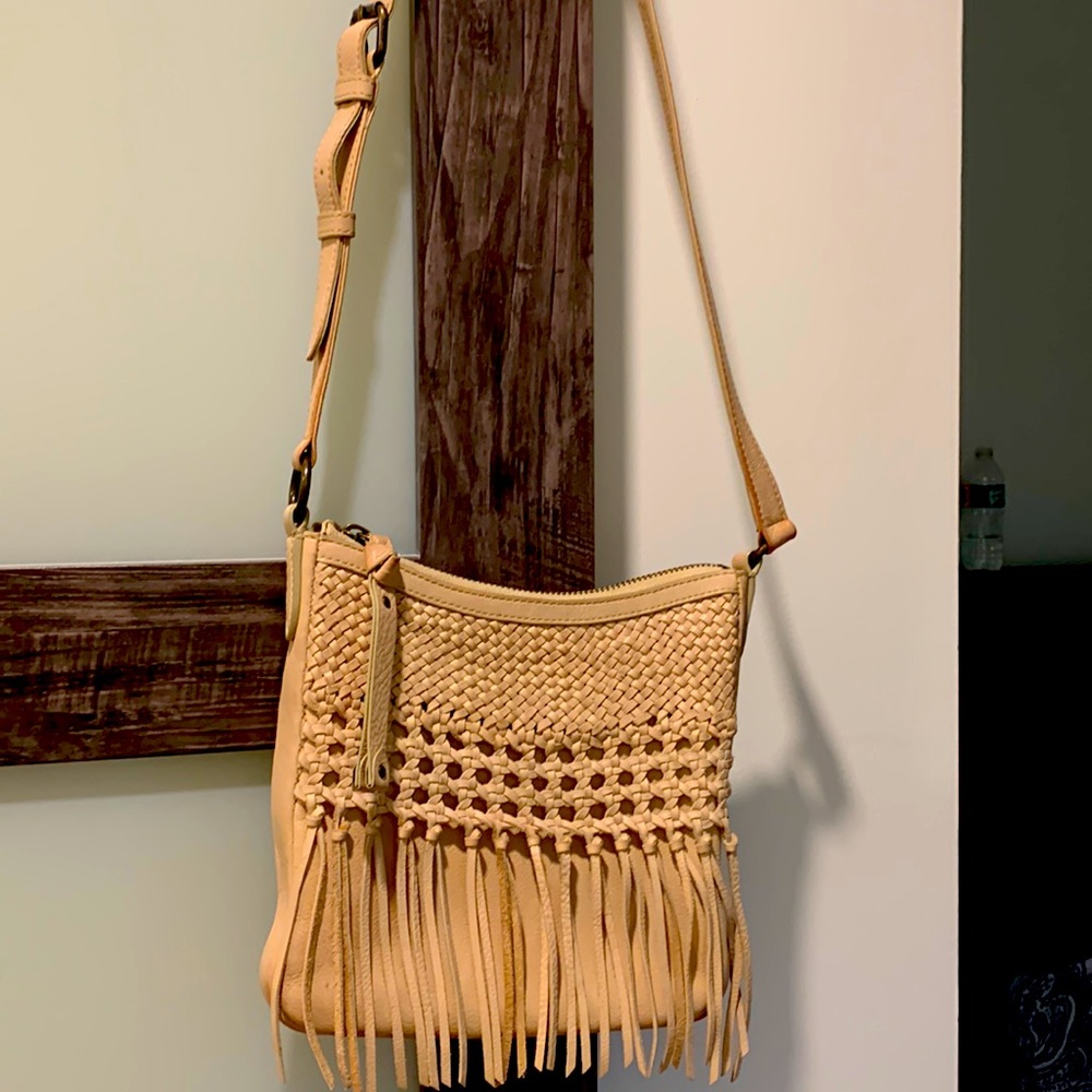 Frye - Leather woven Fringe Swing Crossbody